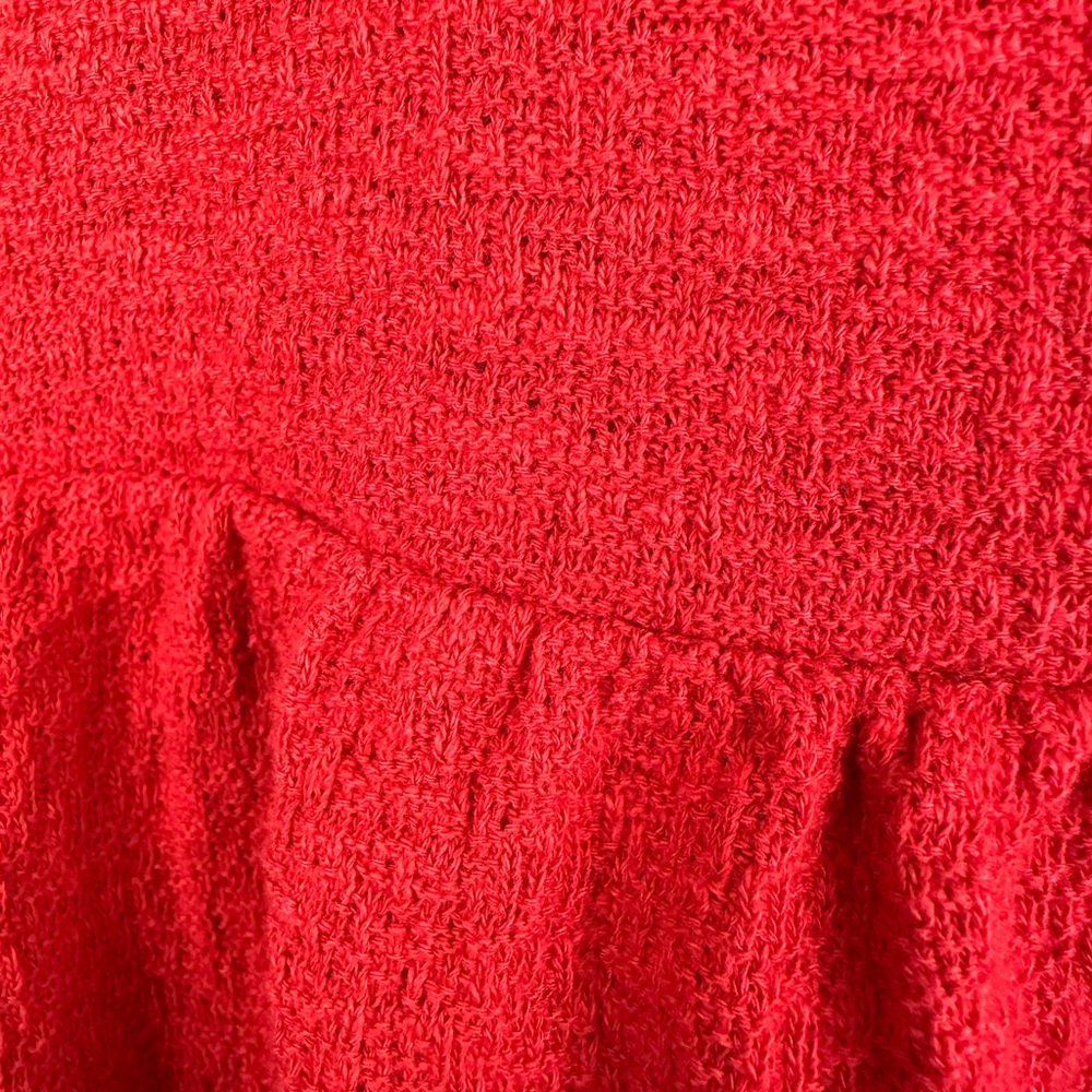 MADEWELL Red Square Neck Puffy Sleeve Babydoll Top | Size Medium - Picture 4 of 11
